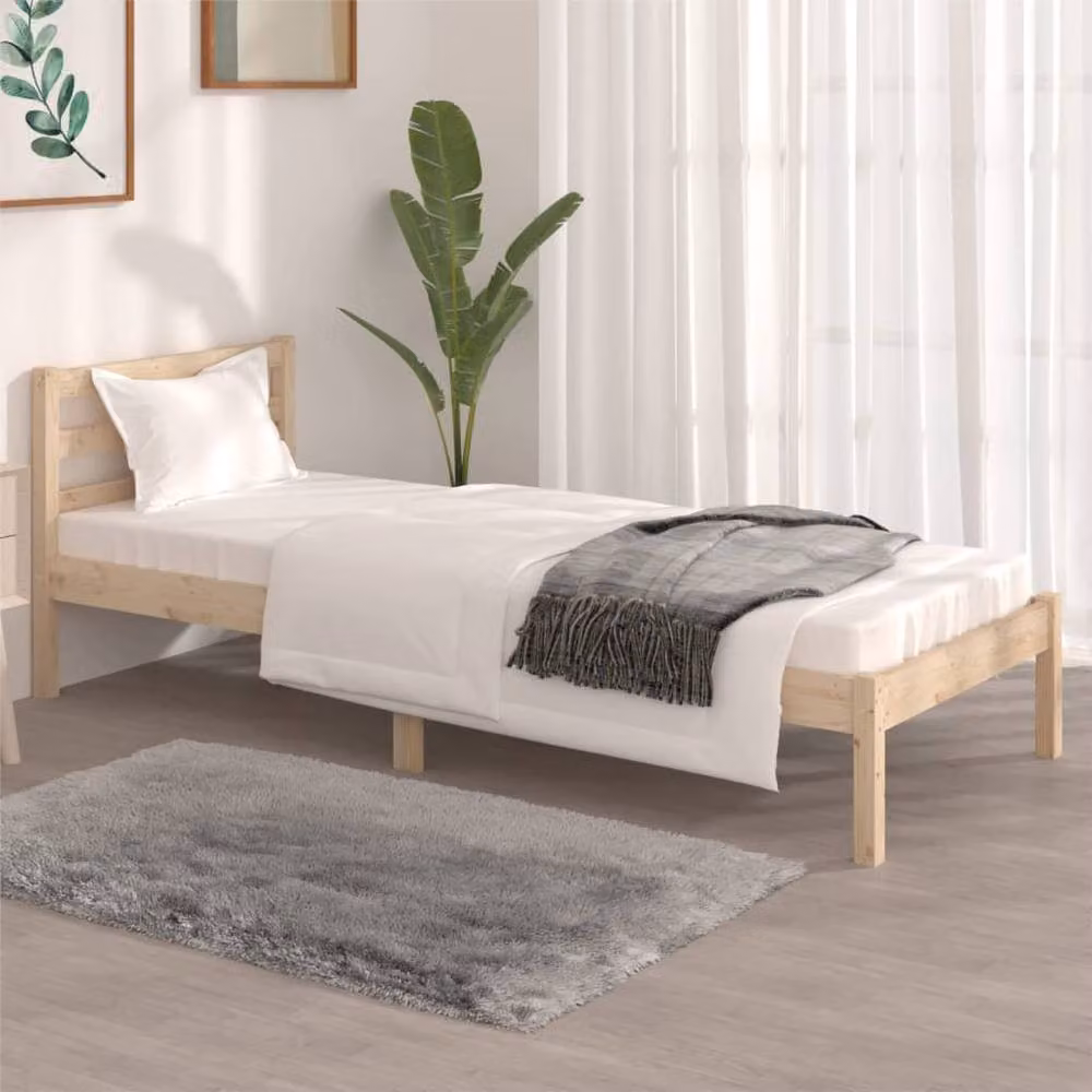 Berkfield Home Small Single Solid Wood Pine Bed Frame, Brown, W: 75 cm, L: 190 cm – 2