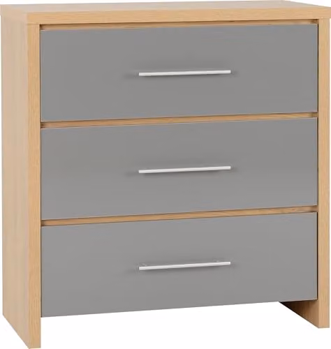 Seconique Seville 3 Drawer Chest in Grey Gloss
