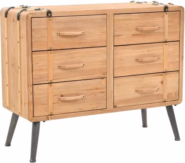 Berkfield Home Solid Fir Wood Drawer Cabinet in Brown, W/D/H: 91 x 35 x 73 cm – 1