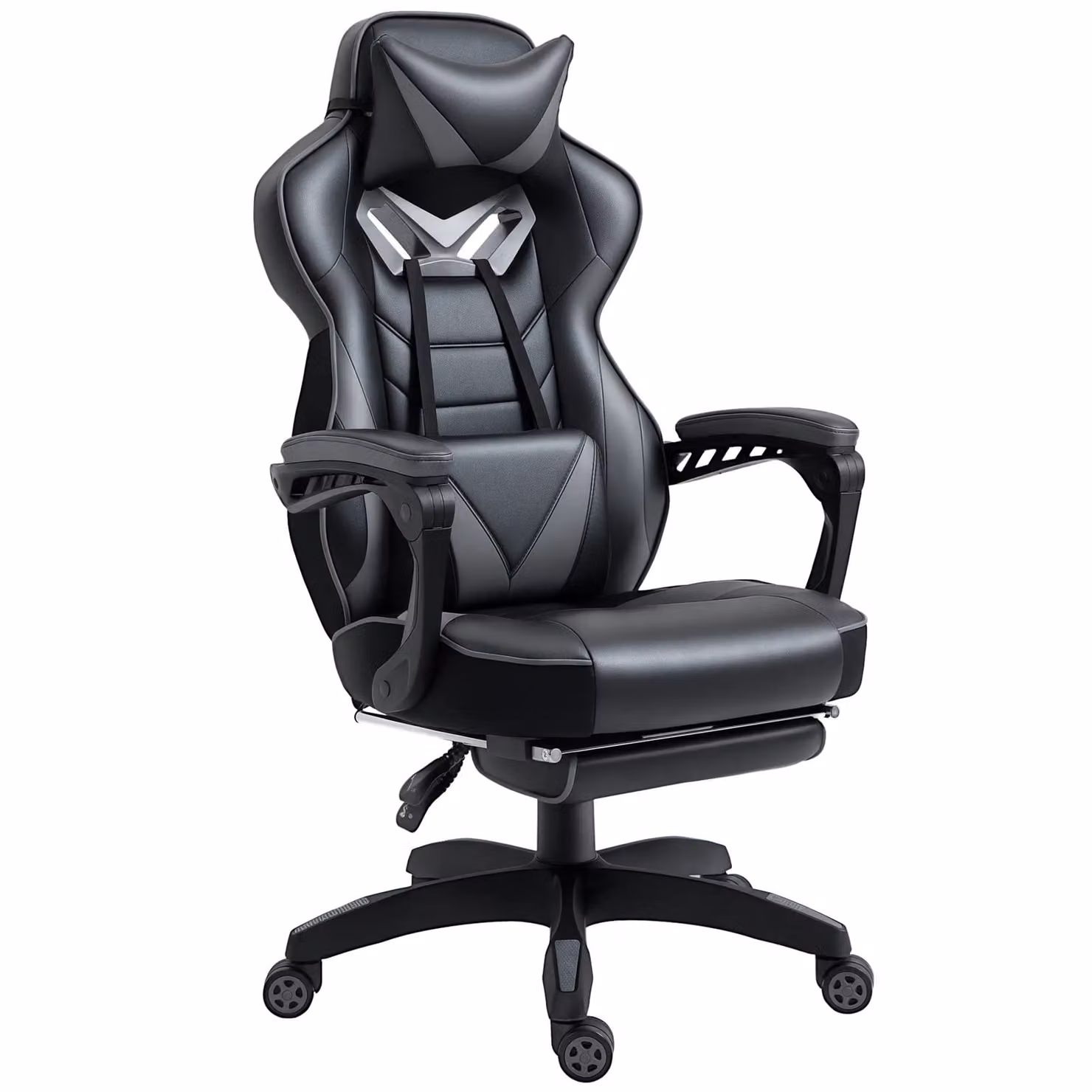 Vinsetto Ergonomic Gaming Chair in Grey and Black with Synthetic Leather and Headrest – 2