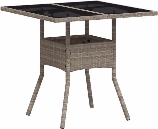 Berkfield Home Square Garden Table with Glass Top in Light Grey, W/D/H: 80 x 80 x 75 cm – 1