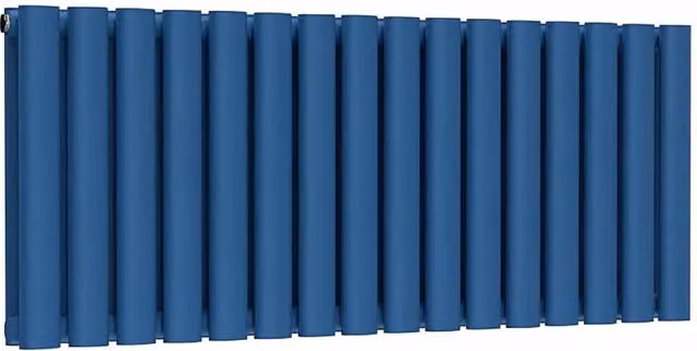 Lux Heat Oval Horizontal Double Radiator in Galaxy Blue, W: 96 cm, H: 40 cm