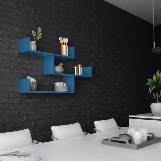 Decortie Tibet Modern Wall Mounted Bookcase Display Unit in Turquoise