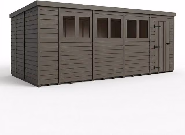 Buttercup Farm Grey Composite Pent Garden Shed with Single Door and Windows – 1