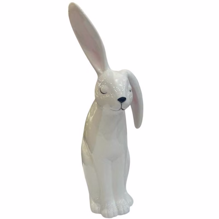 Minster White Decorative Porcelain Bunny for Easter and Spring, L10 x W16 x H29 cm