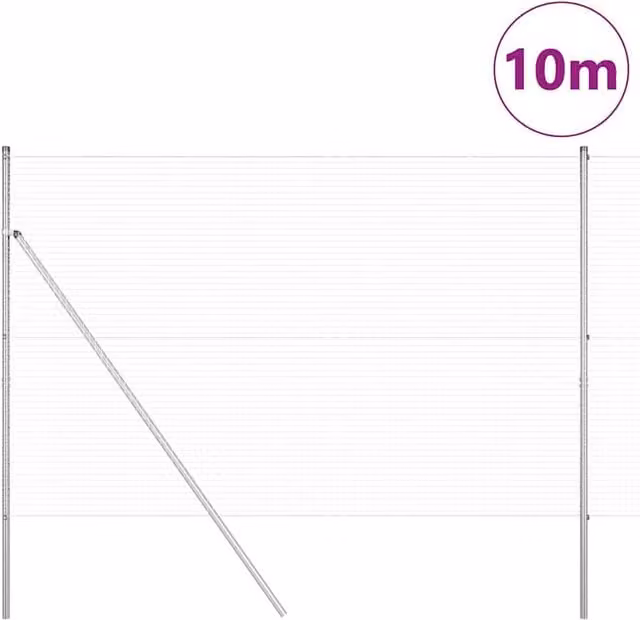 Berkfield Home Modern Welded Wire Fence with 7 Posts, Galvanised Steel, Silver, 1.6 x 10 m – 1
