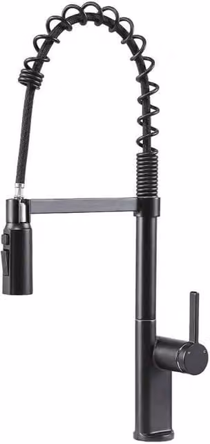 Kelvenix Matt Black Kitchen Sink Mixer Tap with Pull Out Spray Spout and Swivel Function