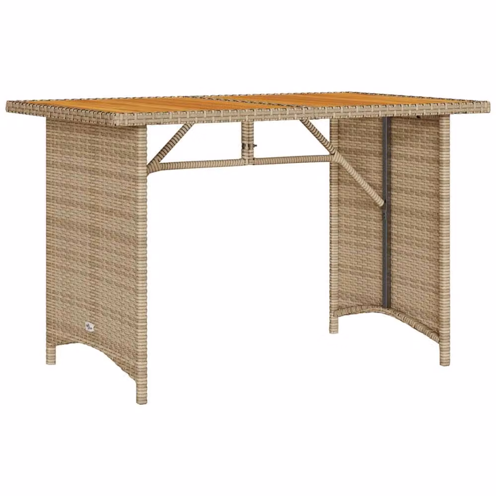 Berkfield Home Beige Poly Rattan Garden Table with Oiled Acacia Wood Top W/D/H: 110 x 68 x 70 cm – 2