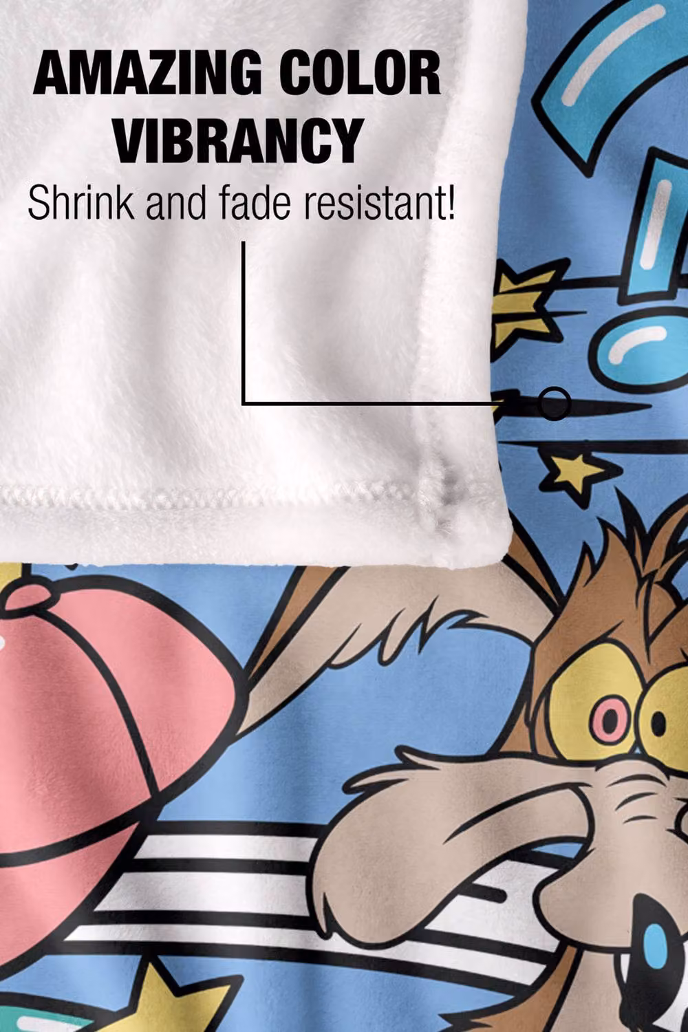Warner Bros. Looney Tunes Wile E. Coyote Beep Beep Super Soft Fluffy Polyester Throw, Extra Large, Multicolour and Blue – 3