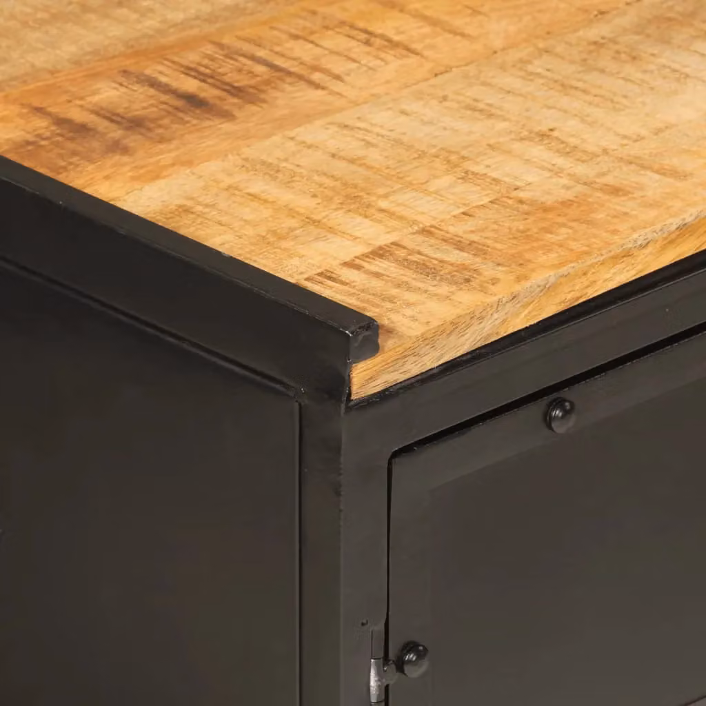 Berkfield Home Industrial Bathroom Sink Cabinet in Brown Mango Wood and Iron, W/D/H: 55 x 35 x 60 cm – 3