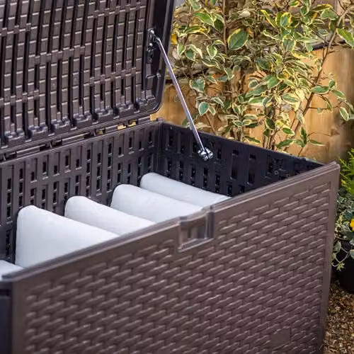 Garden Gear Brown Rattan-Effect Garden Storage Box with 276 Litre Capacity – 4