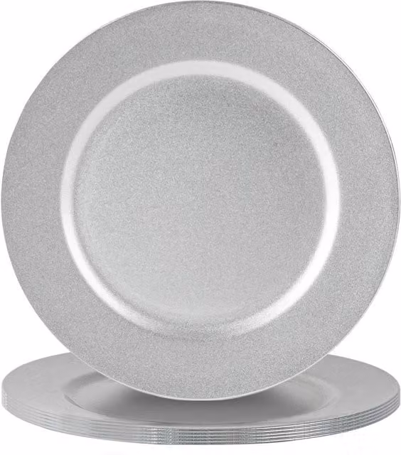Argon Tableware Silver Melamine Charger Plates, Set of 6