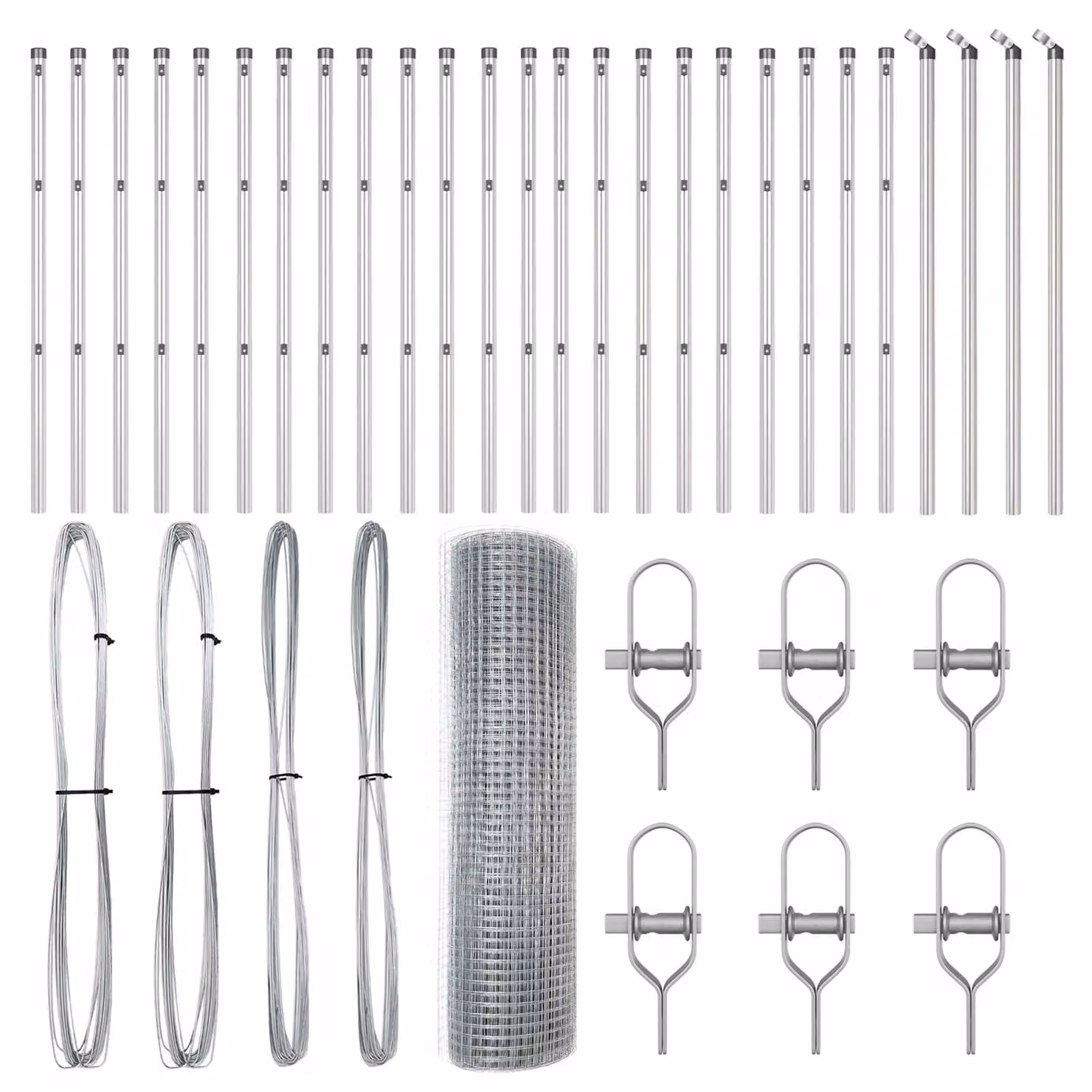 Berkfield Home Single-Bar Welded Wire Fence with 13 Posts, Galvanised Steel, Silver, W: 0.5 m, L: 50 m – 2