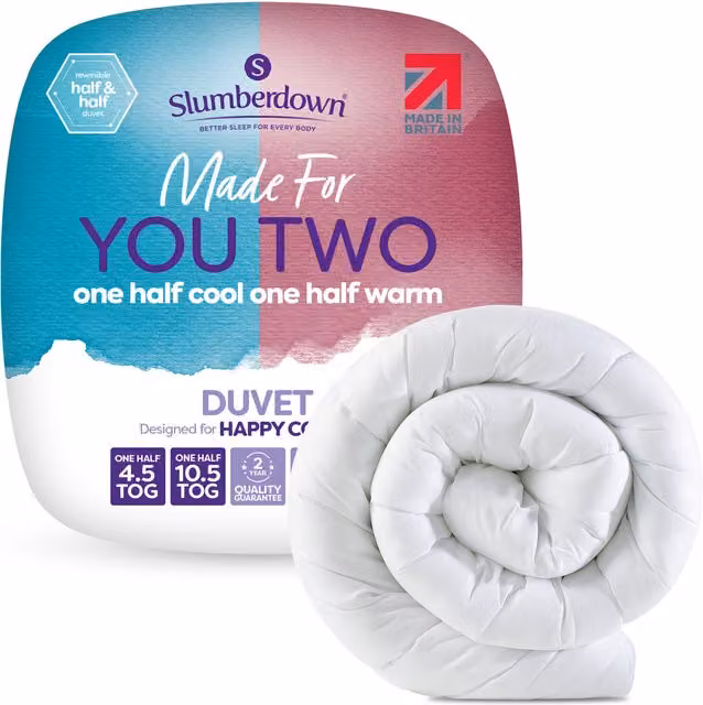 Slumberdown Made For You Two White Double Hollow Fibre Four Season Duvet W: 200 cm, L: 220 cm
