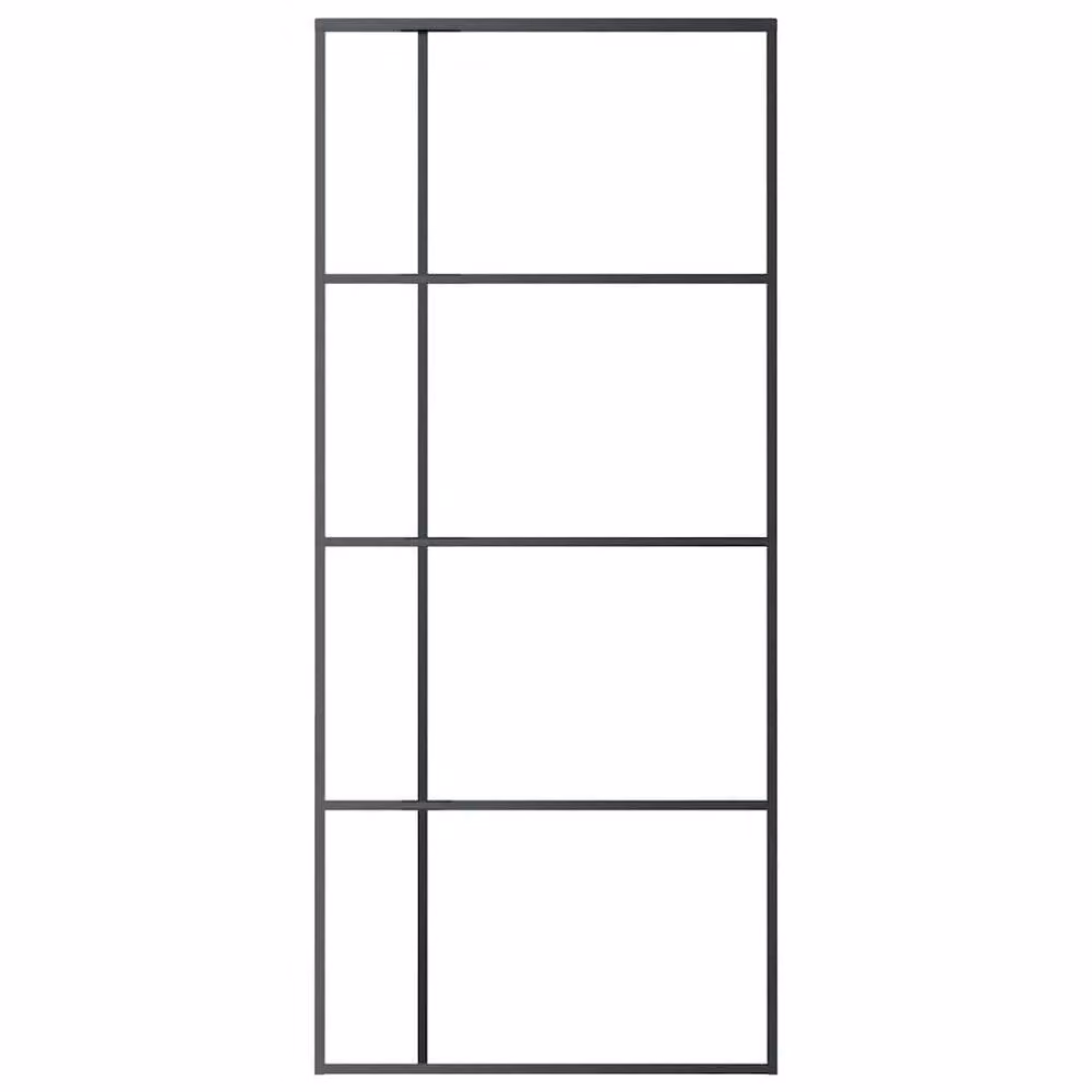 Berkfield Home Modern Sliding Door in Black Aluminium and Transparent ESG Glass, W: 90 cm, H: 205 cm – 2