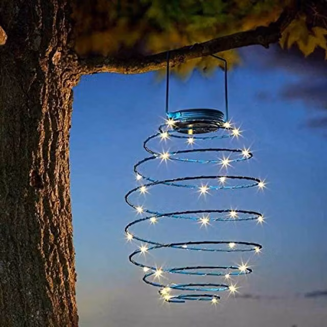 Marco Paul Solar Powered Warm White LED Copper Spiral Hanging Garden Lights – 1
