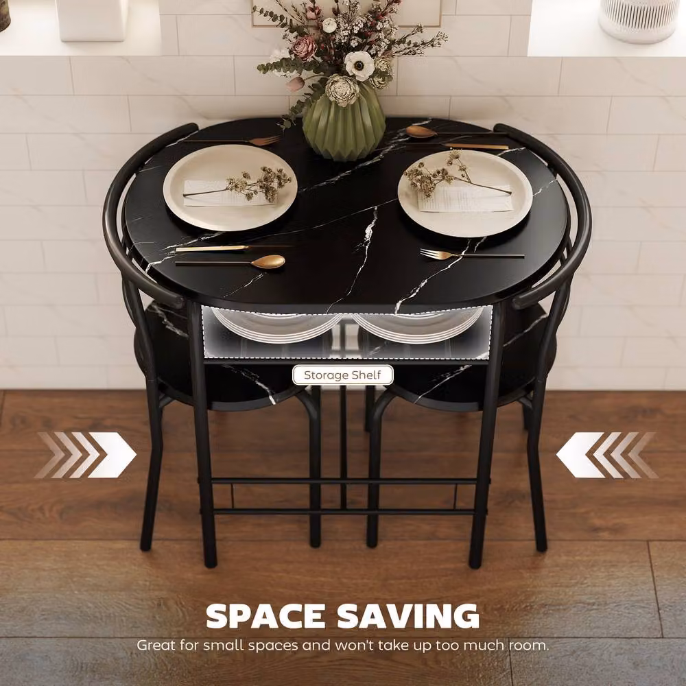 STILVORA Modern Dining Set with Table and 4 Chairs in Black with Wooden Structure – 5