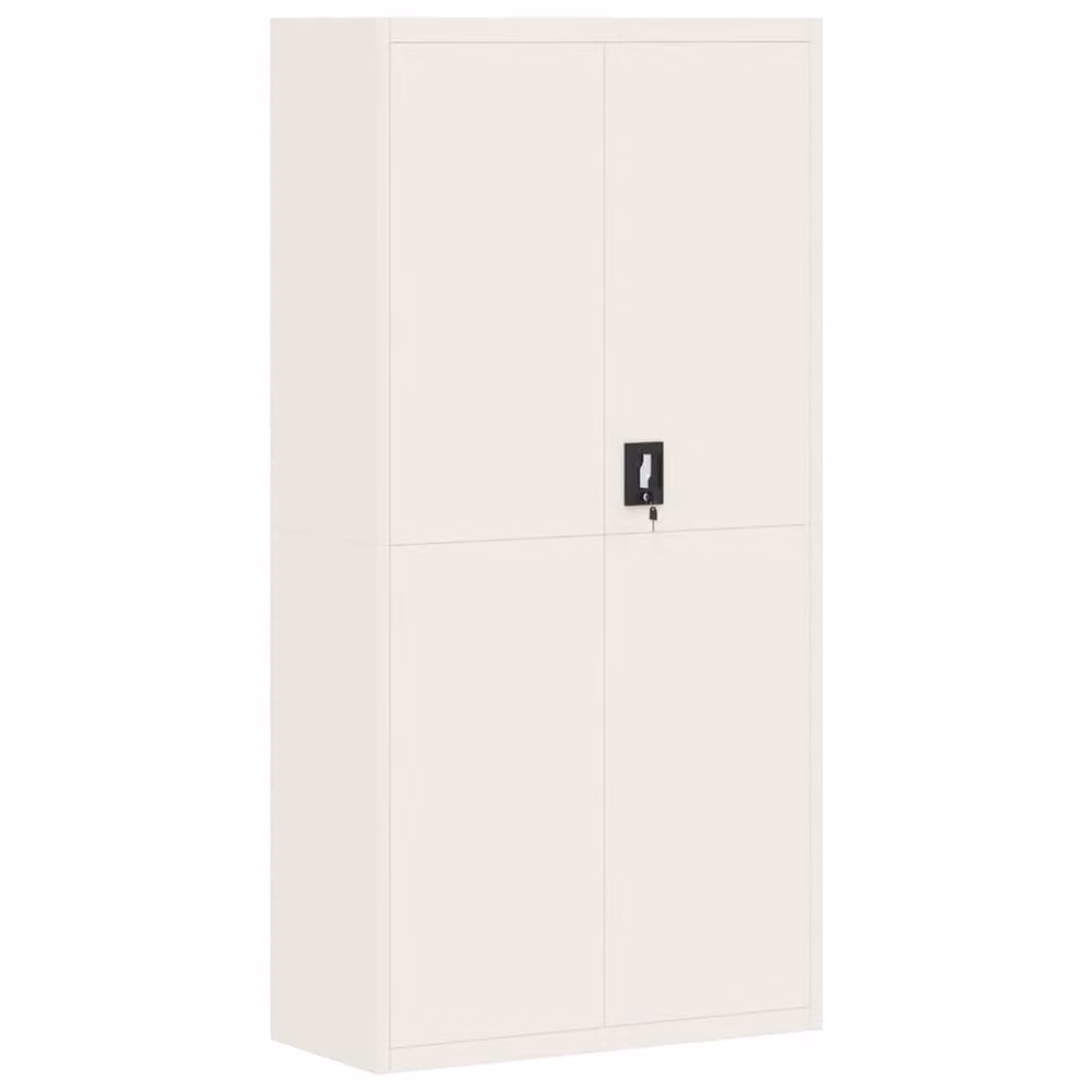 Berkfield Home White Steel File Cabinet with Hinged Doors and Adjustable Shelves, W/D/H: 90 x 40 x 220 cm