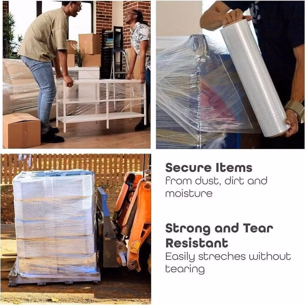FLAVORA Heavy Duty Stretch Shrink Wrap Roll, Clear, W: 52 cm, L: 1000 cm – 2