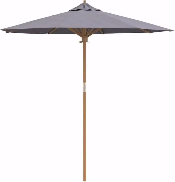 Berkfield Home Dark Grey Bamboo Garden Parasol W: 230 cm, H: 217 cm