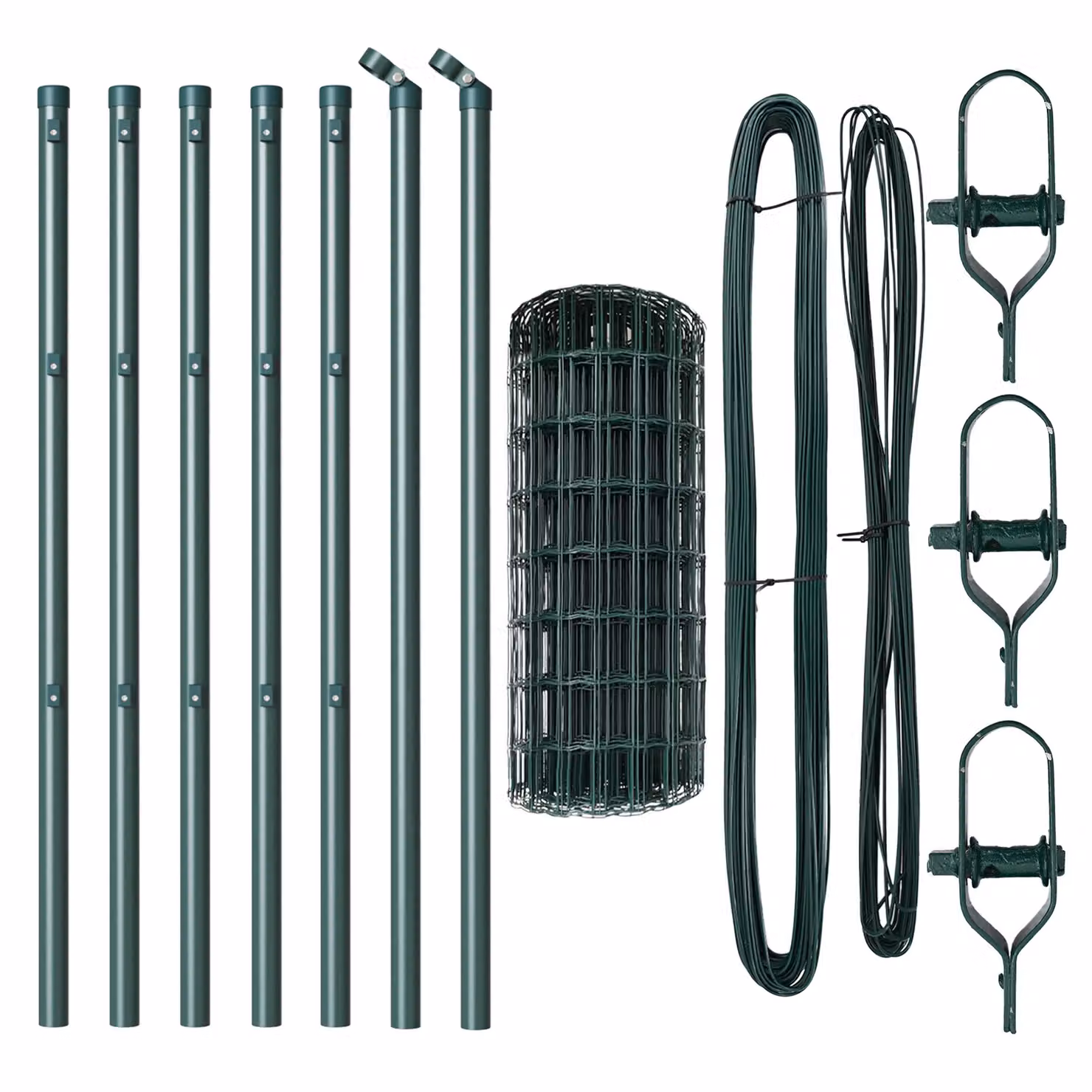 Berkfield Home Euro Fence with 7 Posts, Galvanised Steel, Green and Silver, H: 0.4 m x W: 10 m – 3
