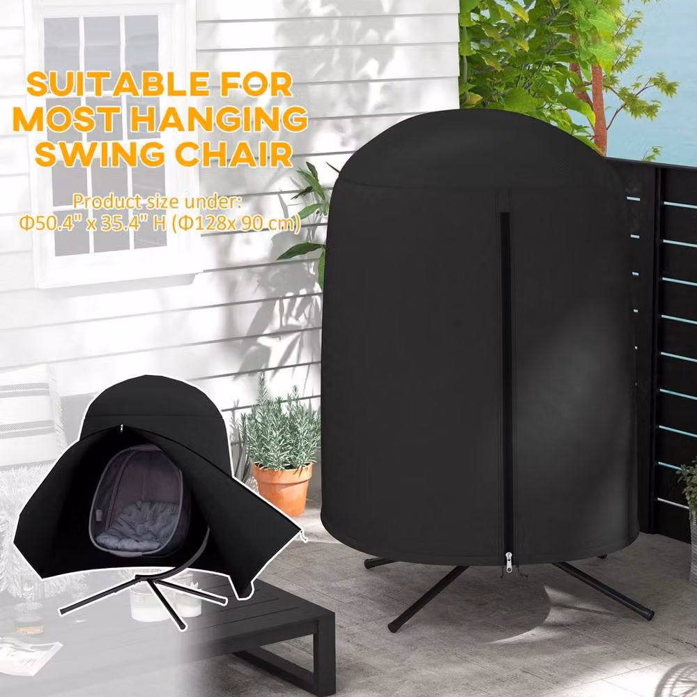 Kelvenix Waterproof Outdoor Swing Chair Cover in Black, W/D/H: 128 x 128 x 172 cm – 3