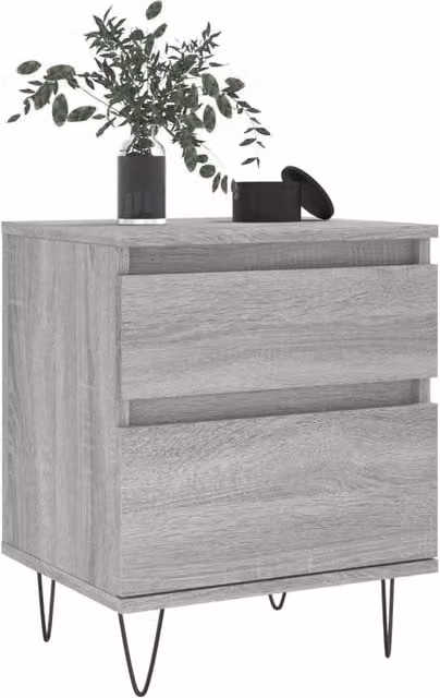 Berkfield Home Modern Bedside Cabinets, 2 Pack, Grey Sonoma, W: 40 cm, D: 35 cm, H: 50 cm – 1