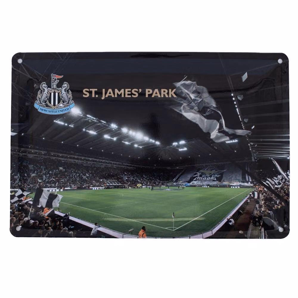 Newcastle United FC Stadium Metal Sign Pack of 2 in Black, W: 30 cm, H: 20 cm – 2