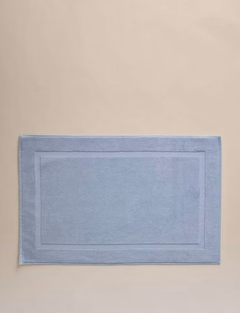 M&S Luxury Egyptian Cotton Non-Slip Rectangular Bath Mat in Blue