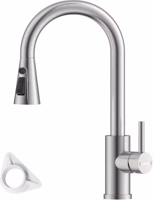 Dayone Sleek Kitchen Mixer Tap with Pull Out Spray in Brushed Steel Silver