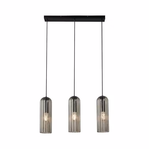 Nordlux Miella Cylinder Pendant Light in Black Smoked Glass, Height Adjustable – 1