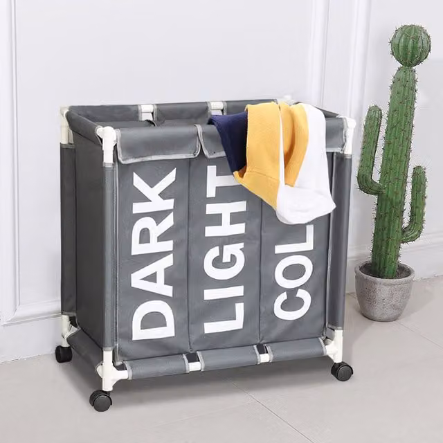 Livingandhome Collapsible Fabric Laundry Baskets in Grey