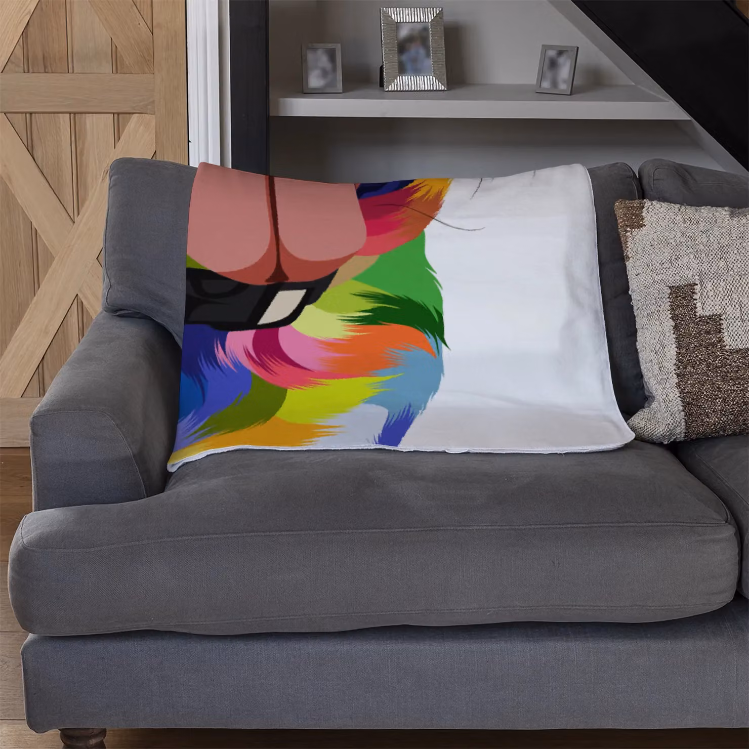 Benjamin Tate Design Amazing Illustration Pop Art Dog Fleece Blanket in Multicolour, W/D/H: 120 x 150 cm – 3