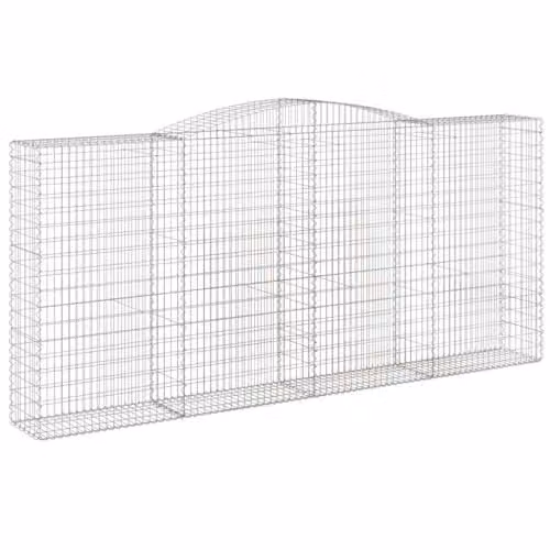 vidaXL Galvanised Steel Wire Gabion Baskets in Silver, W: 400 cm, D: 50 cm, H: 180-200 cm
