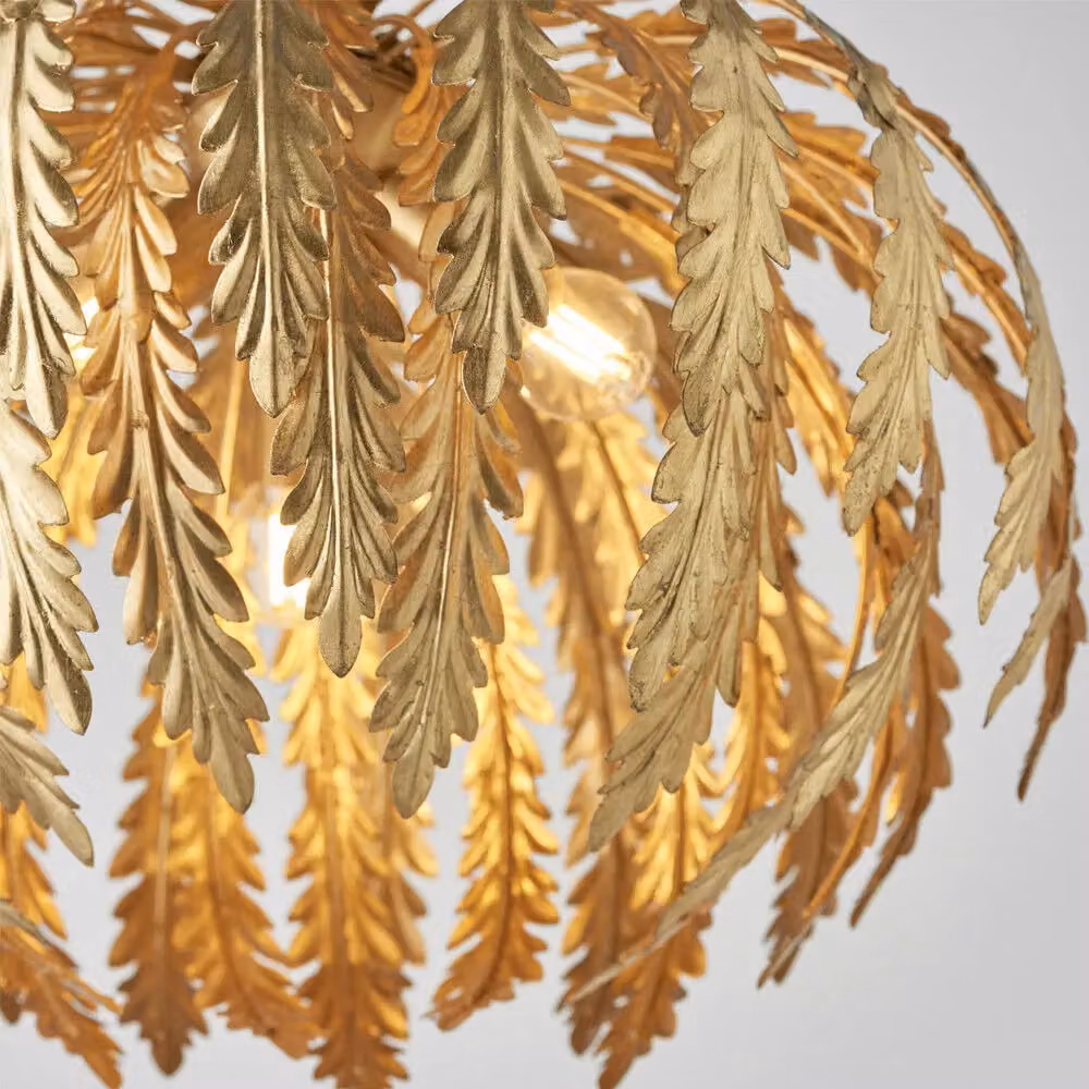 Loops 3 Light Floral Ceiling Pendant Lamp in Gold and Multicolour Metal – 2