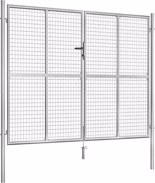 Berkfield Home Silver Galvanised Steel Swing Garden Gate W: 306 cm, H: 250 cm