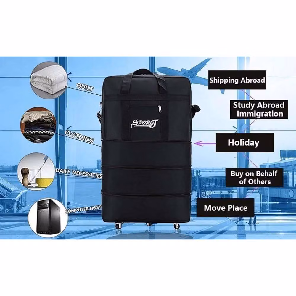 NESTLUNE Large 42 inch Suitcase Travel Luggage with 5 Wheels, Black, H 100 cm x W 15 cm x D 15 cm – 6