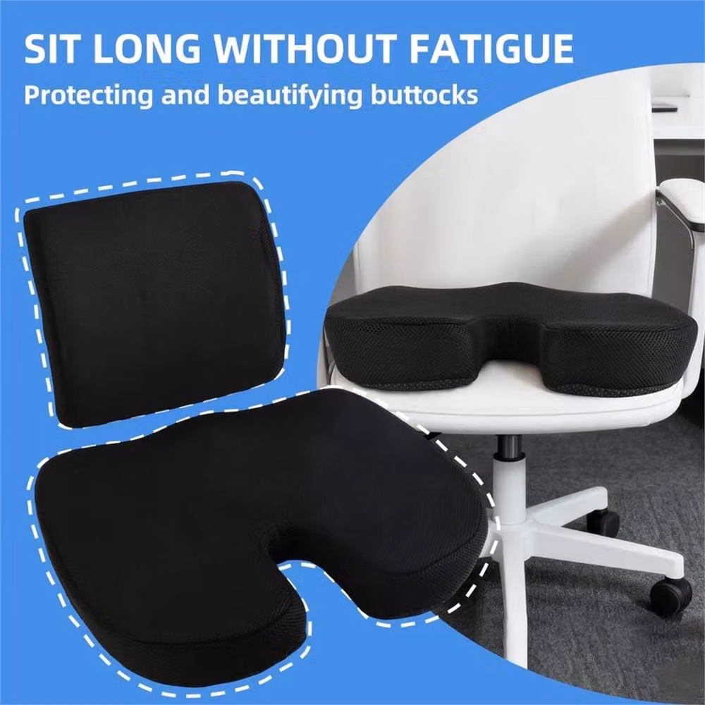EONLION Black Memory Foam U-Shaped Back and Seat Support Cushion for Adults, W/D/H: 120 x 90 x 30 cm – 3