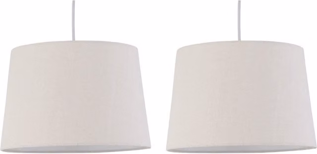 First Choice Lighting Zoey Set of 2 Cylinder Fabric Easy Fit Pendant Lamp Shades in Beige