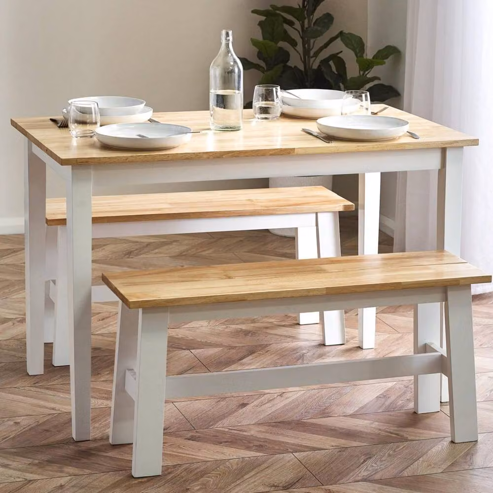Cheshire Premium Linwood Small Rectangular Dining Table in White and Multicolour, W/D/H: 68 x 68 x 68 cm – 2