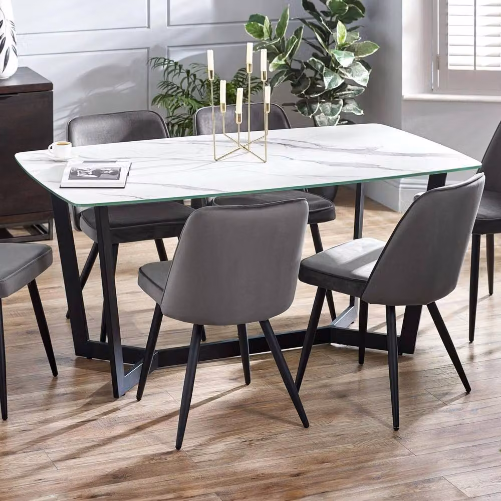 Cheshire Premium Olympia 160cm Rectangular Dining Table in White Marble – 2