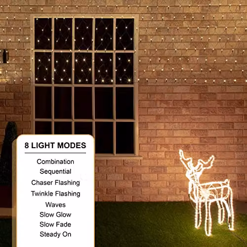 The Christmas Workshop 180 LED Warm White Christmas Net Curtain Style Window Lights, W 180 cm x H 120 cm – 4