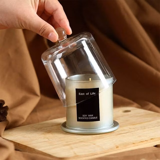 Garden Sanctuary Lychee & White Tea Scented Soy Wax Candle in Grey