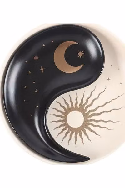 KDMD Yin Yang Stacking Trinket Dish, Multicolour and Black Ceramic Round Tabletop Accessory – 2
