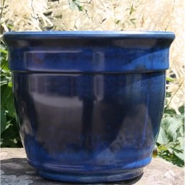 Ardente Ceramic Planter Tub in Midnight Blue and Black, 33 cm