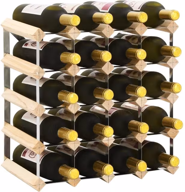 Berkfield Home Rustic Solid Pinewood Wine Rack for 20 Bottles in Beige – 1