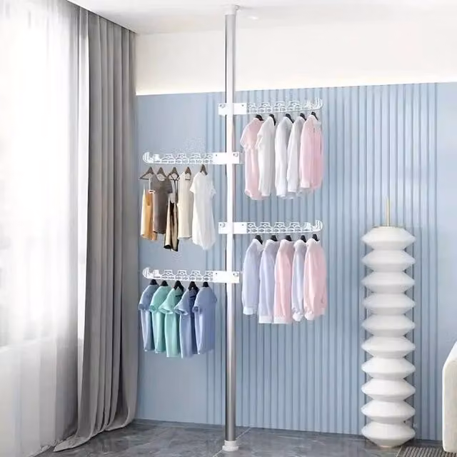 KORVIXA 4 Tier Foldable Clothes Airer Rack in White, W/D/H: 90 x 90 x 110 cm
