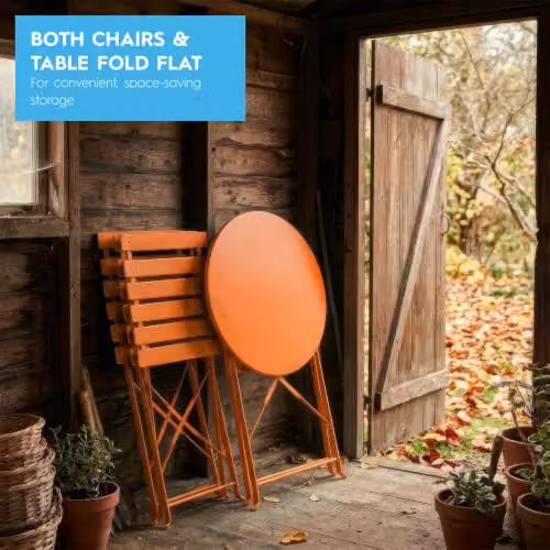 Harbour Housewares 2 Seater Round Bistro Garden Furniture Set in Orange – 5
