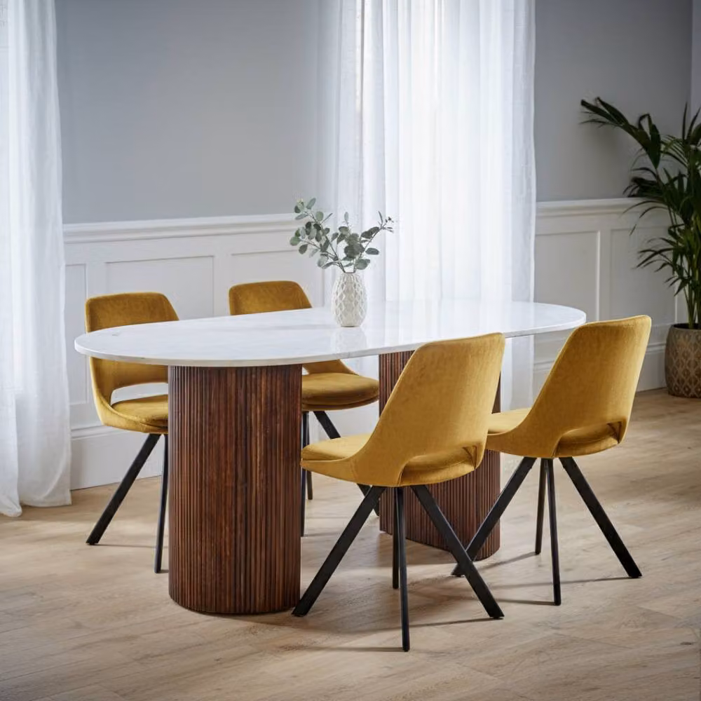 IH Design Mustard Yellow Velvet Swivel Dining Chairs, Set of 2 – 3