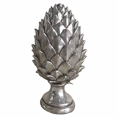 Hill Interiors Silver Ceramic and Metal Pinecone Tabletop Ornament